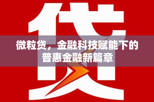 湘东微粒贷，金融科技赋能下的普惠金融新篇章