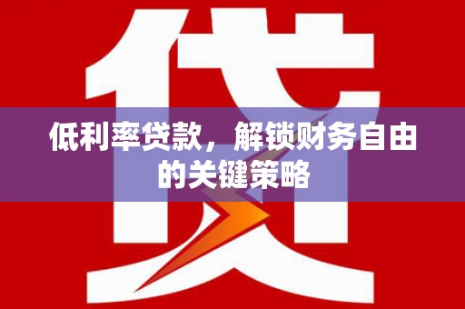 湘东低利率贷款，解锁财务自由的关键策略
