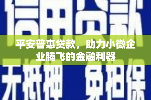 湘东平安普惠贷款，助力小微企业腾飞的金融利器