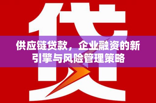 湘东供应链贷款，企业融资的新引擎与风险管理策略